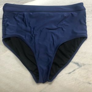 Blue high waisted bikini bottoms